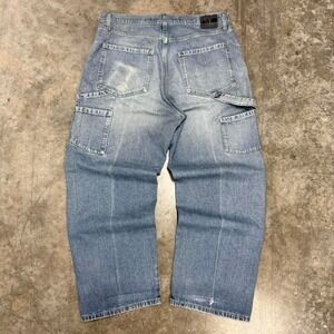 Levi's Silver Tab Light Wash Distressed Baggy Wide Leg Y2K Carpenter Jeans 36x31